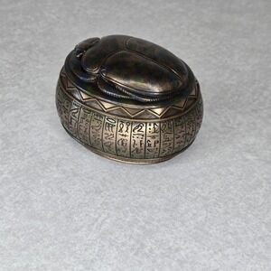 Scarab Beetle Trinket Box Veronese Collection Bronzed Coloured Egyptian Amulet